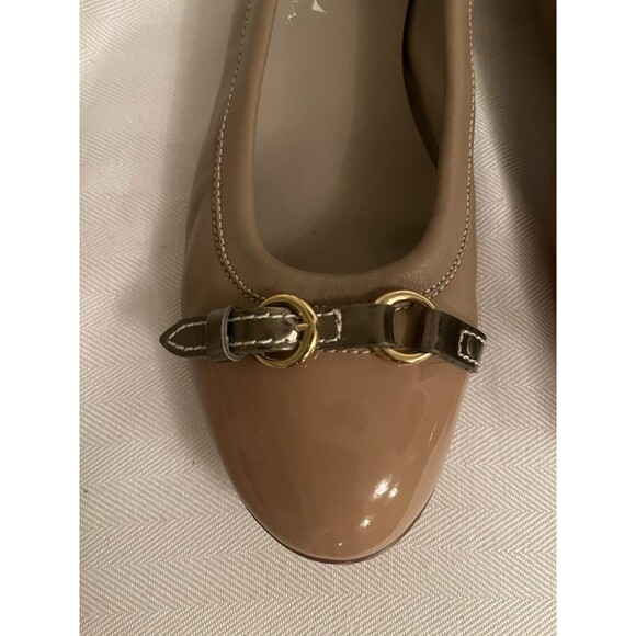 AGL Ballet Flats Patent Leather Monika Cap Toe Basi-Ghib-Gold Beige EU 39 US 9 - Picture 12 of 16